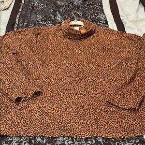 Jones New York Brown Leopard Print Blouse, very nice, size 2Xl